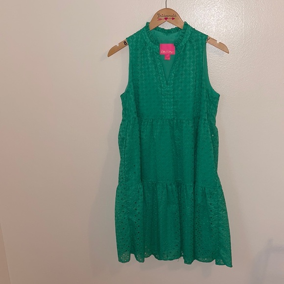 Lilly Pulitzer Dresses Lilly Pulitzer Novella Agave Green Mini Medallion Chiffon Eyelet